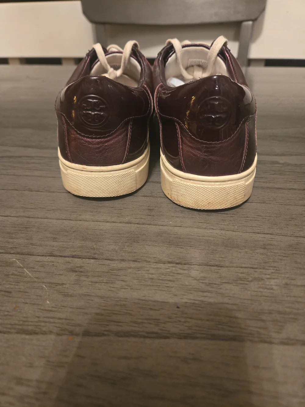 Tory Burch Women's Low-Top Leather Sneakers in Burgundy and Cream